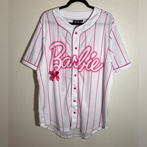 Barbie Pink & White Baseball Jersey Shirt Size XL NWT